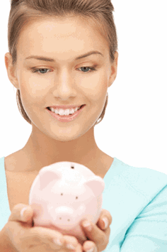 Girl and piggy bank